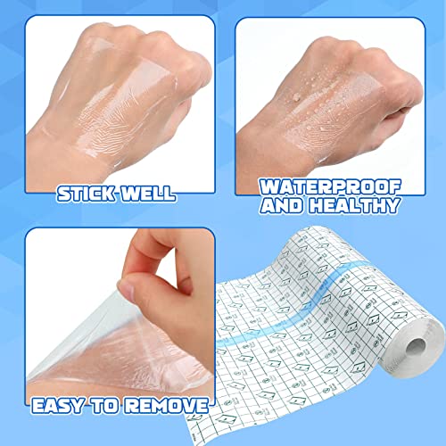 Anzailala Transparent Stretch Adhesive Bandage Clear Waterproof Bandages Dressing Tape for Shower Tattoos(15cm * 2 m) - Image 2
