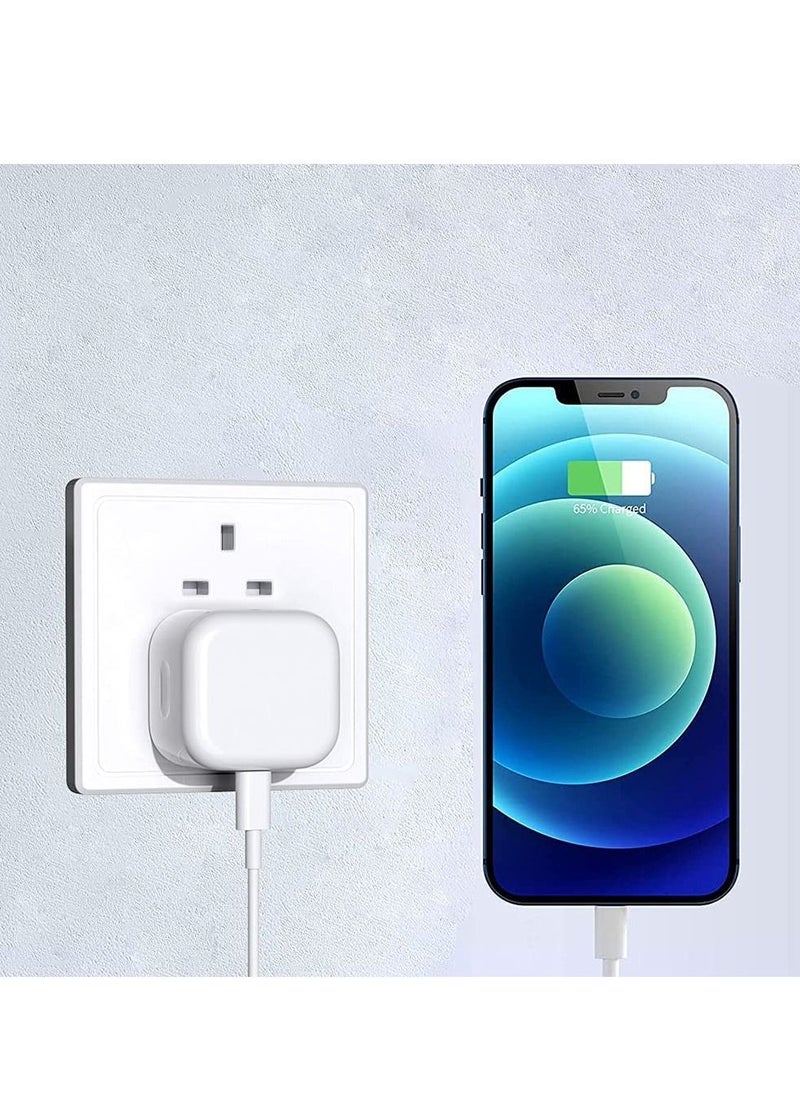 20W Type C PD USB Fast Charger with 1m Type C Lightning Cable Wall Power Compatible with iPhone 12 Pro Max/SE 2022/11/XR/XS/X/8/7,iPad Air 4/Pro 2022,Samsung Galaxy S21 Ultra/S21 White