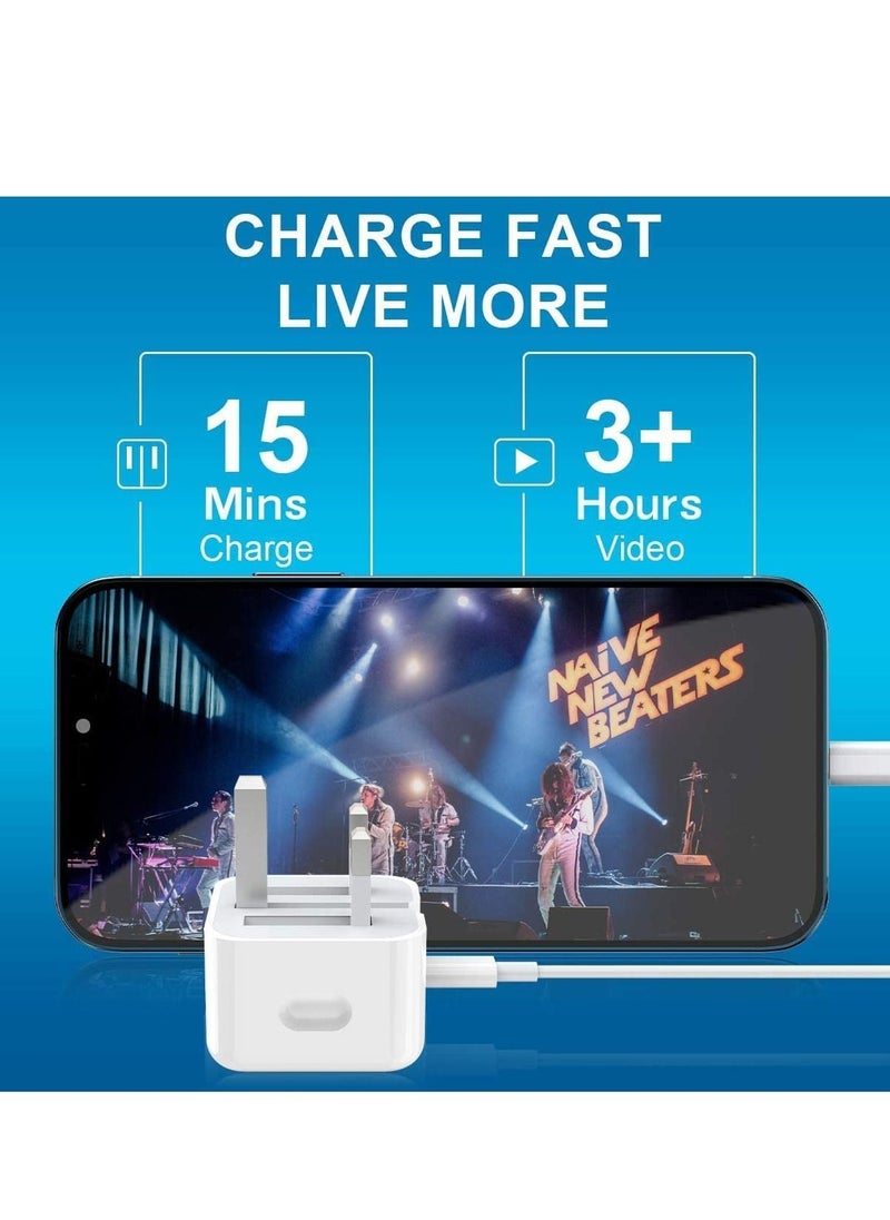 Generic 20W Type C PD USB Fast Charger with 1m Type C Lightning Cable Wall Power Compatible with iPhone 12 Pro Max/SE 2022/11/XR/XS/X/8/7,iPad Air 4/Pro 2022,Samsung Galaxy S21 Ultra/S21 White  - Image 4