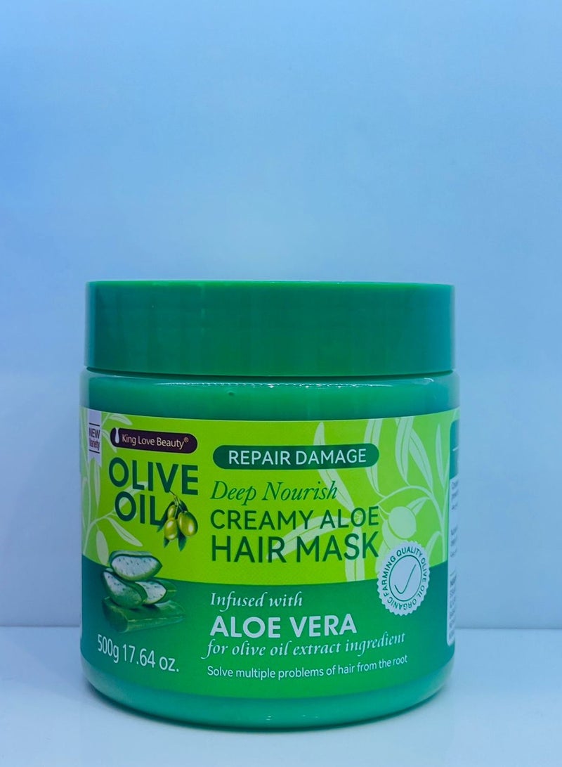 قناع الشعر الكريمي بزيت الزيتون المغذي بعمق من كينج لوف بيوتي - 500 جرام