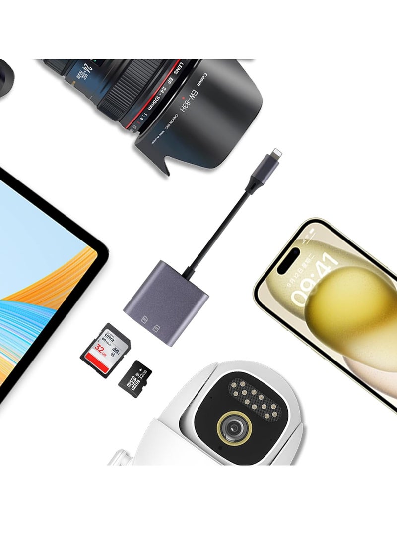 Barakah Aluminum SD Card Reader for iPhone/Ipad 2 in 1 Memory Card Reader for SDXC/SDHC/SD/MMC/RS-MMC/Micro SDXC/Micro SD/Micro SDHC Card/UHS-II and UHS-I Cards - Image 4