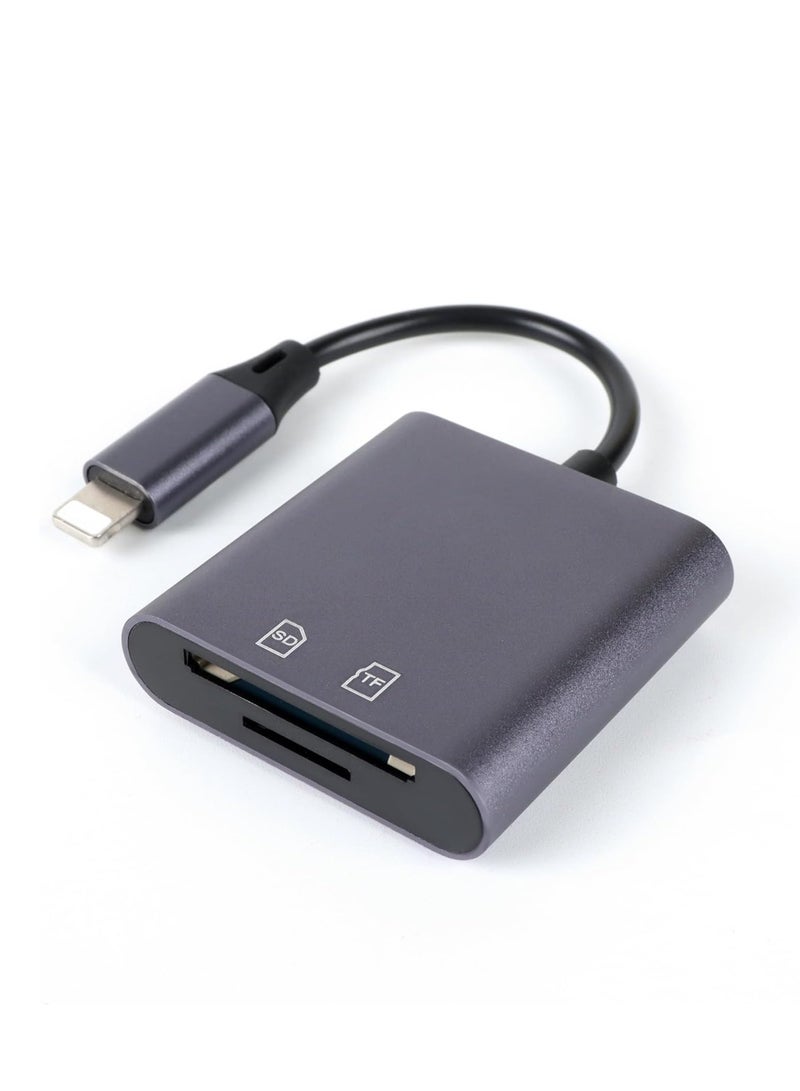 Barakah Aluminum SD Card Reader for iPhone/Ipad 2 in 1 Memory Card Reader for SDXC/SDHC/SD/MMC/RS-MMC/Micro SDXC/Micro SD/Micro SDHC Card/UHS-II and UHS-I Cards - Image 1