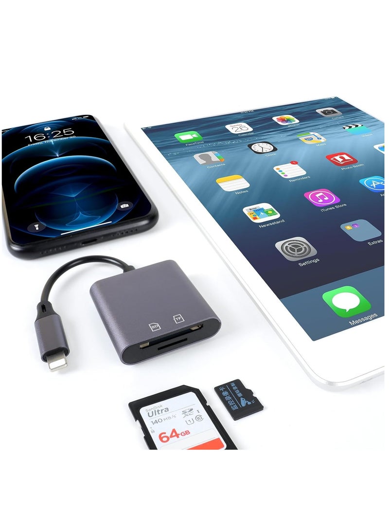 Barakah Aluminum SD Card Reader for iPhone/Ipad 2 in 1 Memory Card Reader for SDXC/SDHC/SD/MMC/RS-MMC/Micro SDXC/Micro SD/Micro SDHC Card/UHS-II and UHS-I Cards - Image 2