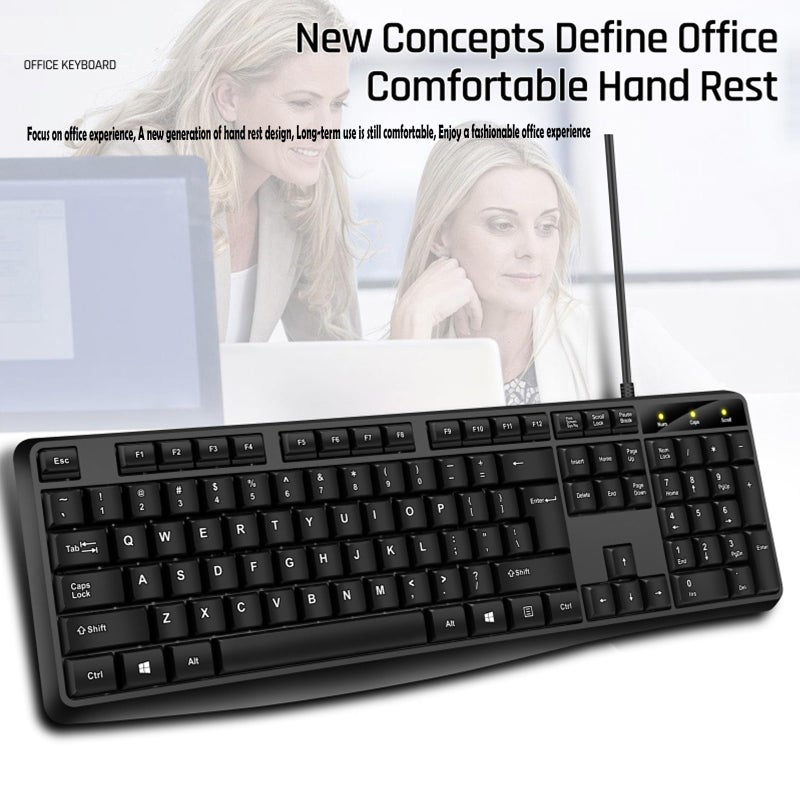 Guiheng Wired Computer Keyboard, Plug Play USB, Large Number Pad, LED Indicatorsï¼ŒErgonomic, Foldable Stands,Anti-Wear Letters Full Size Keyboard,for Windows Mac PC Laptop-Black - Image 3