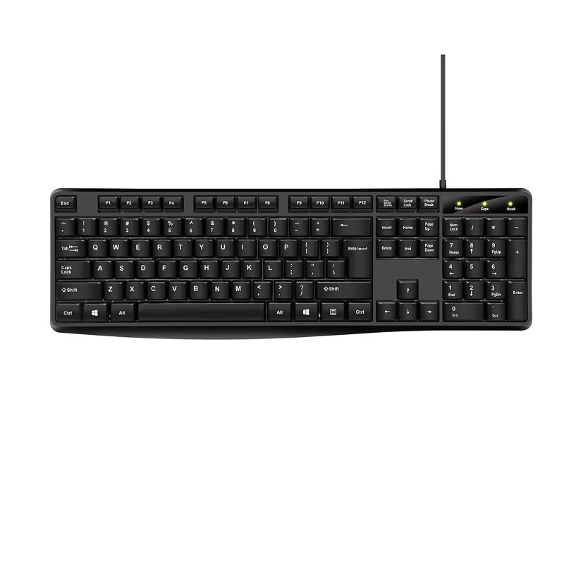Guiheng Wired Computer Keyboard, Plug Play USB, Large Number Pad, LED Indicatorsï¼ŒErgonomic, Foldable Stands,Anti-Wear Letters Full Size Keyboard,for Windows Mac PC Laptop-Black - Image 1