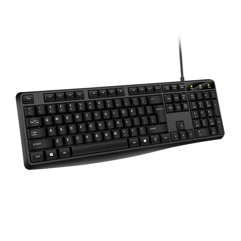 Guiheng Wired Computer Keyboard, Plug Play USB, Large Number Pad, LED Indicatorsï¼ŒErgonomic, Foldable Stands,Anti-Wear Letters Full Size Keyboard,for Windows Mac PC Laptop-Black - Image 2
