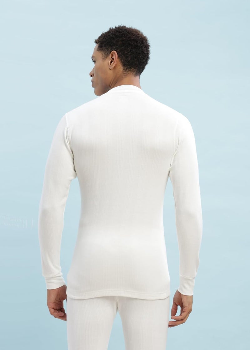 Dollar Ultra Combed Cotton Mens Thermal V-Neck Full Sleeve Top Off White - Image 3