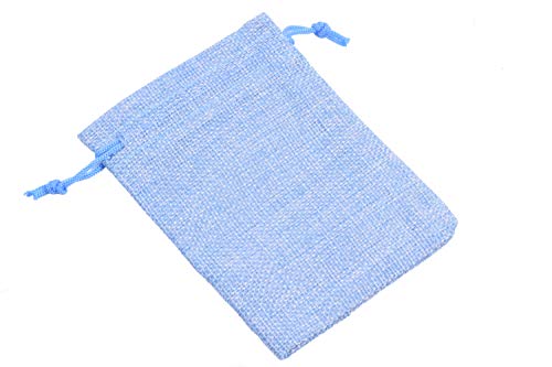 Sansam 25pcs Sky Blue Drawstring Burlap Gift Bags, 5.2x7.2 Inch Lining Burlap Sacks For Jewellery Packaging, Herb, Spices, Medium Size Jute Treat Bags for Christmas, Wedding, Party - Image 3