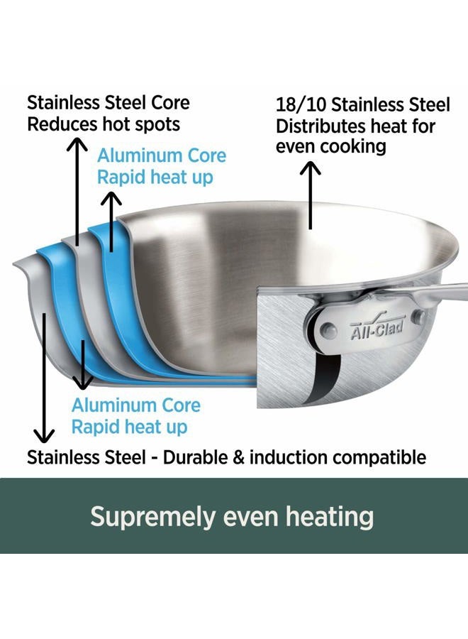 All-Clad BD552043 Stainless Steel D5 Brushed 5-Ply Bonded Dishwasher Safe Soup Pot with Lid, 4-Quart, Silver 8-Quart Metallic 8701004153 - Image 2
