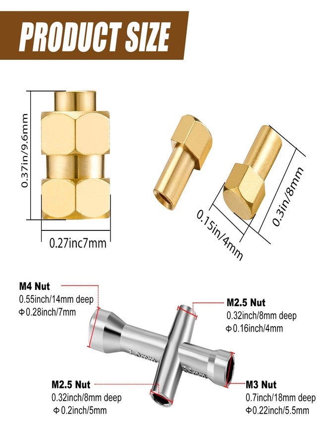 Ripeng 4 Piece 7mm Brass Extended Hex Wheel Hubs Compatible with SC x 24 Wheel Spacers RC Brass Weight Hex Hub Extended Combiner with a Cross Wrench Compatible with SC x 24 1/24 RC Crawler Car - Image 2