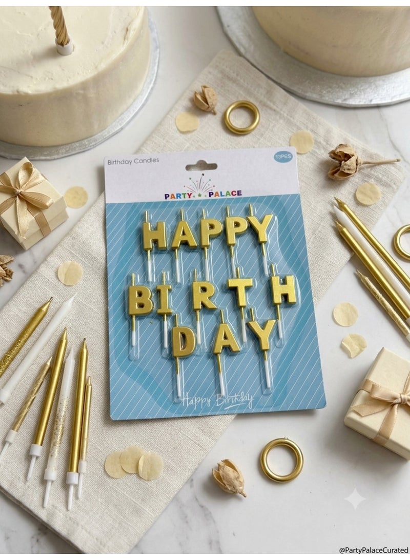 Happy Birthday Candles, Gold - Image 1