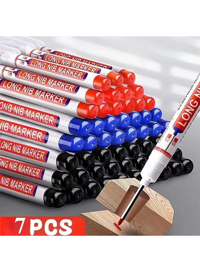 7PCS Red 20mm Deep Hole Long Tip Metal Punching Pen Set For Bathroom And Woodworking - Image 1