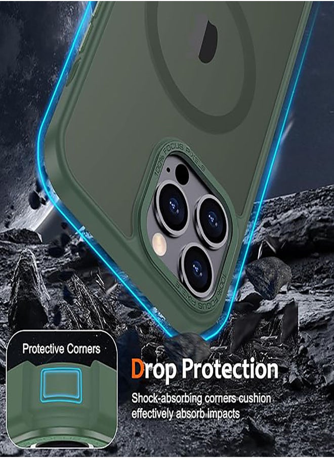 Generic - Case for 12 Pro Max Magnetic Clear Cover, Compatible with Wireless Charger and Magsafe Card Wallet, Simplistic Transparent Shockproof and Drop-Proof Case Compatible with 12 Pro Max- Green - Image 1