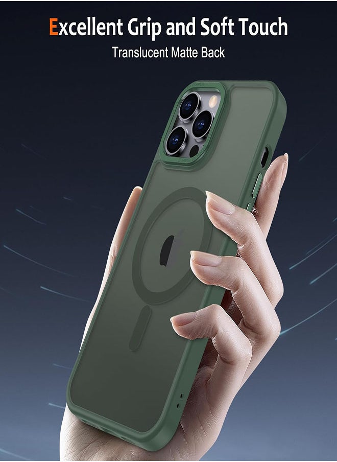Generic - Case for 12 Pro Max Magnetic Clear Cover, Compatible with Wireless Charger and Magsafe Card Wallet, Simplistic Transparent Shockproof and Drop-Proof Case Compatible with 12 Pro Max- Green - Image 1