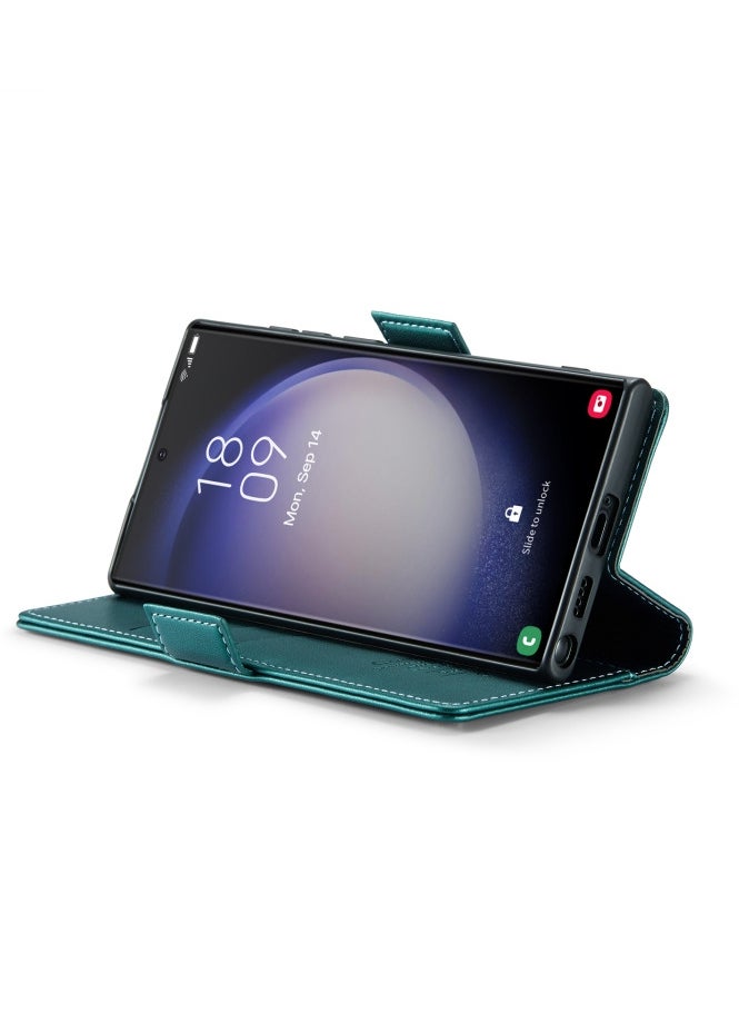 CaseMe Flip Wallet Case For Samsung Galaxy S22 Ultra, [RFID Blocking] PU Leather Wallet Flip Folio Case with Card Holder Kickstand Shockproof Phone Cover (Green)  - Image 5