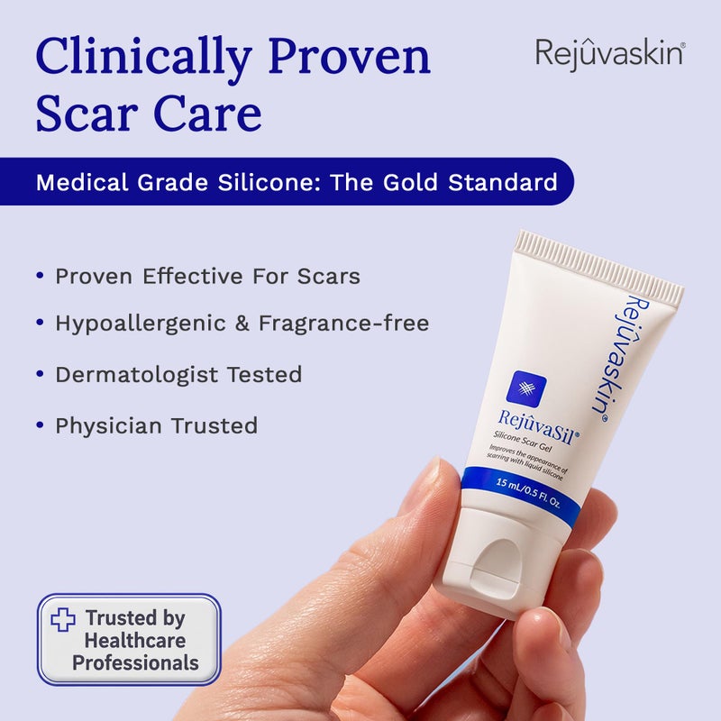 Rejuvaskin RejuvaSil Silicone Scar Gel, Scar Treatment for Surgical Scars, Burns, Keloids, Acne Scars on Face & Body, 15ml - Image 5