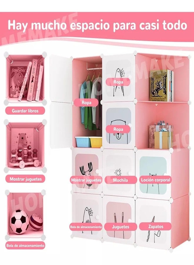 KEEKOS Kids Plastic Collapsible Wardrobe Organizer for Storage | Cute Cartoon Design | Heavy Duty Cloth Organizer for Storage | Easy to Assemble | Perfect for Kids Room & Home (Pink-C3) - Image 4