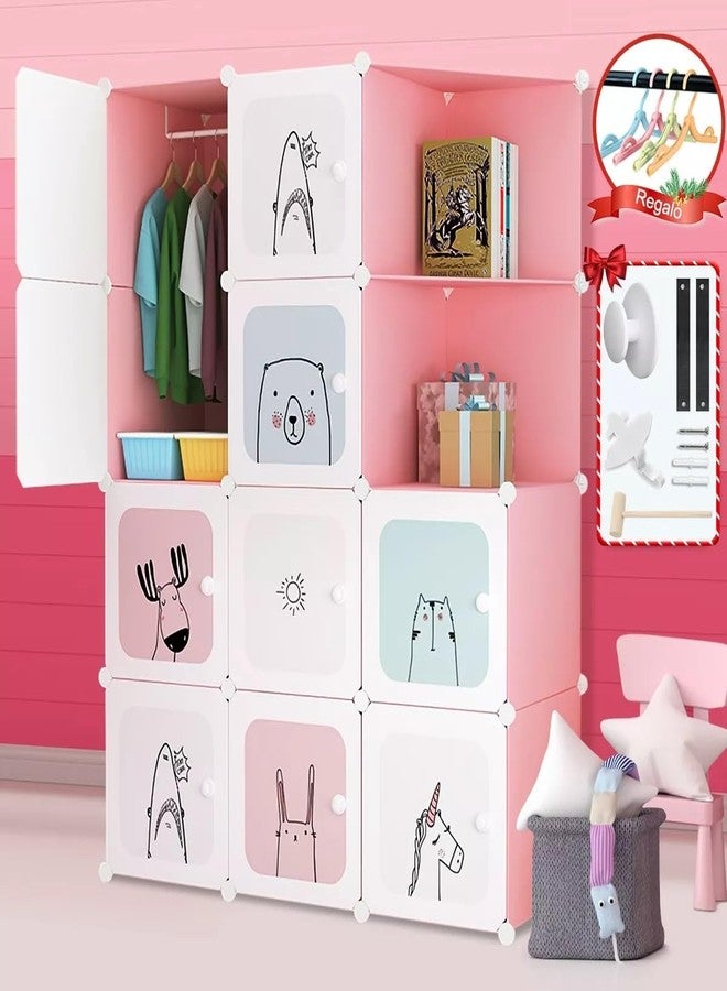 KEEKOS Kids Plastic Collapsible Wardrobe Organizer for Storage | Cute Cartoon Design | Heavy Duty Cloth Organizer for Storage | Easy to Assemble | Perfect for Kids Room & Home (Pink-C3) - Image 2
