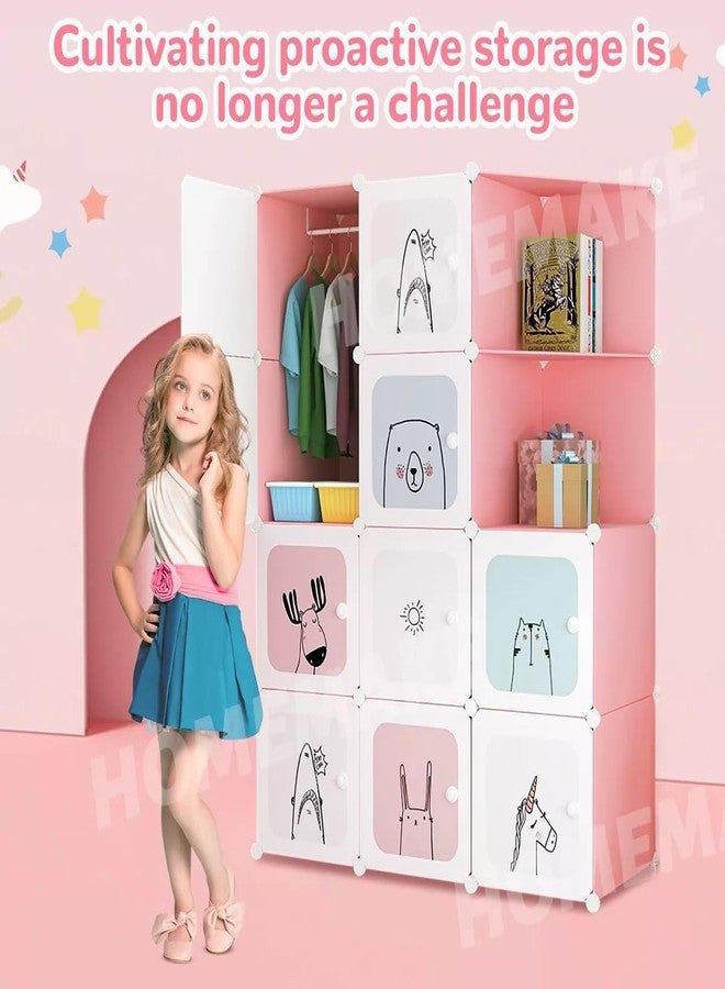 KEEKOS Kids Plastic Collapsible Wardrobe Organizer for Storage | Cute Cartoon Design | Heavy Duty Cloth Organizer for Storage | Easy to Assemble | Perfect for Kids Room & Home (Pink-C3) - Image 5