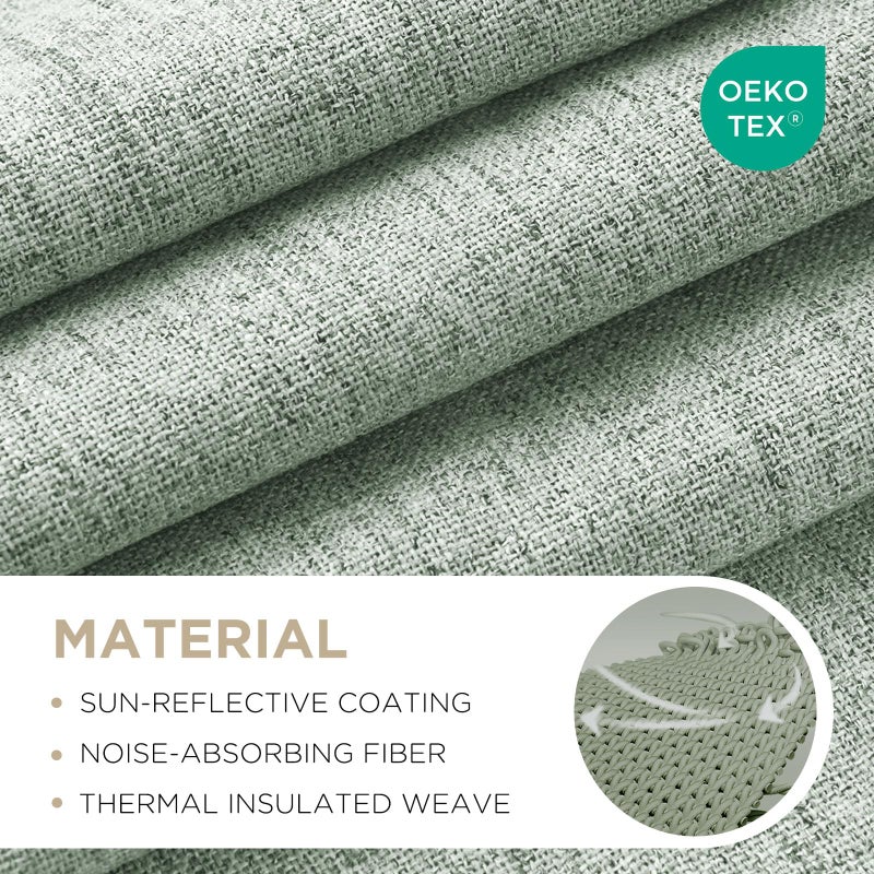 Joydeco Blackout Curtains for Bedroom - 84 Inch Long 100% Light Blocking 2 Panels Sage Green Drapes, Thermal Insulated Room Darkening Curtains, Linen Textured for Living Room, Rod Pocket & Back Tabs - Image 2
