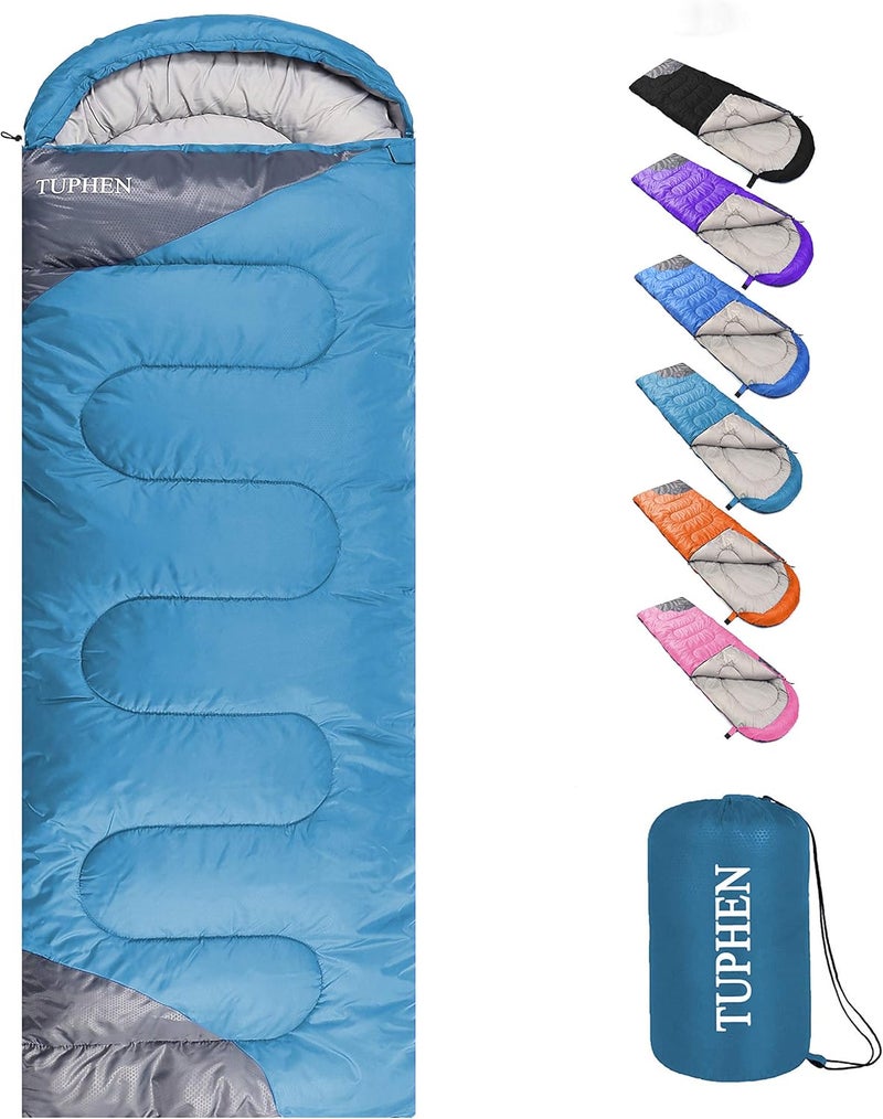 tuphen - Sleeping Bags for Adults Kids Boys Girls Backpacking Hiking Camping Microfiber Liner, Cold Warm Weather 4 Seasons Indoor Outdoor Use, Lightweight & Waterproof - Image 1