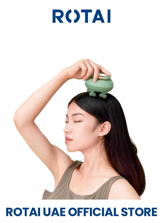 ROTAI - Premium Electric Head & Scalp Kneading Massager – Waterproof Soft Silicone, 4 Massage Heads, 84 Tentacles for Deep Relaxation & Brain Fatigue Relief | Multi-Purpose for Scalp & Full-Body Stress Relief (Green) - Image 1