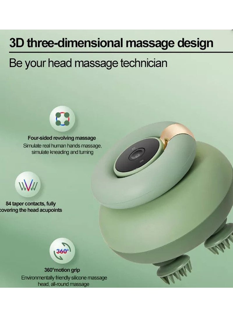 ROTAI - Premium Electric Head & Scalp Kneading Massager – Waterproof Soft Silicone, 4 Massage Heads, 84 Tentacles for Deep Relaxation & Brain Fatigue Relief | Multi-Purpose for Scalp & Full-Body Stress Relief (Green) - Image 1