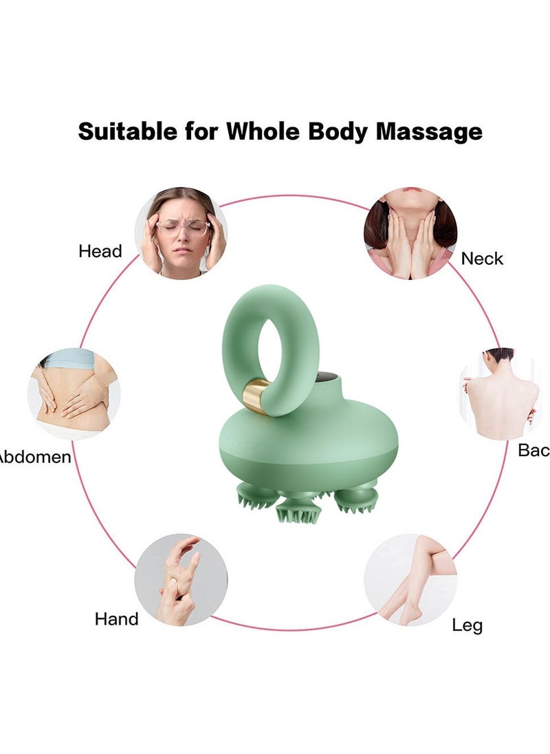 ROTAI - Premium Electric Head & Scalp Kneading Massager – Waterproof Soft Silicone, 4 Massage Heads, 84 Tentacles for Deep Relaxation & Brain Fatigue Relief | Multi-Purpose for Scalp & Full-Body Stress Relief (Green) - Image 1