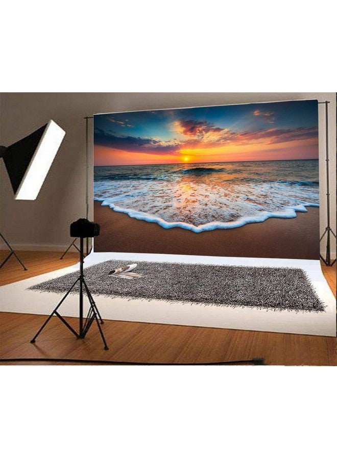 Leyiyi 12X8Ft Photography Background Seaside Sunset Backdrop Wedding Ceremony Hawaiian Luau Party Hula Ocean Wave Foam Beach Sand Honeymoon Travel Summer Banquet Baby Photo Portrait Vinyl Studio Prop - Image 4