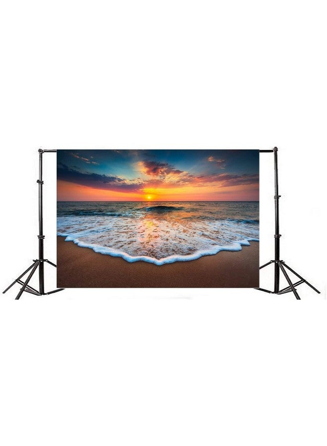 Leyiyi 12X8Ft Photography Background Seaside Sunset Backdrop Wedding Ceremony Hawaiian Luau Party Hula Ocean Wave Foam Beach Sand Honeymoon Travel Summer Banquet Baby Photo Portrait Vinyl Studio Prop - Image 3