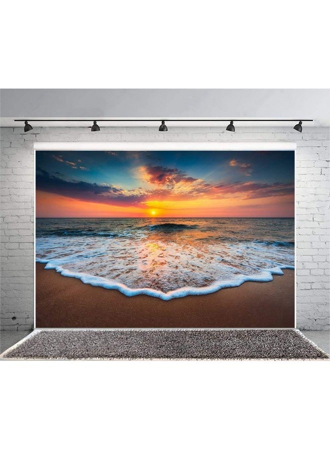 Leyiyi 12X8Ft Photography Background Seaside Sunset Backdrop Wedding Ceremony Hawaiian Luau Party Hula Ocean Wave Foam Beach Sand Honeymoon Travel Summer Banquet Baby Photo Portrait Vinyl Studio Prop - Image 2