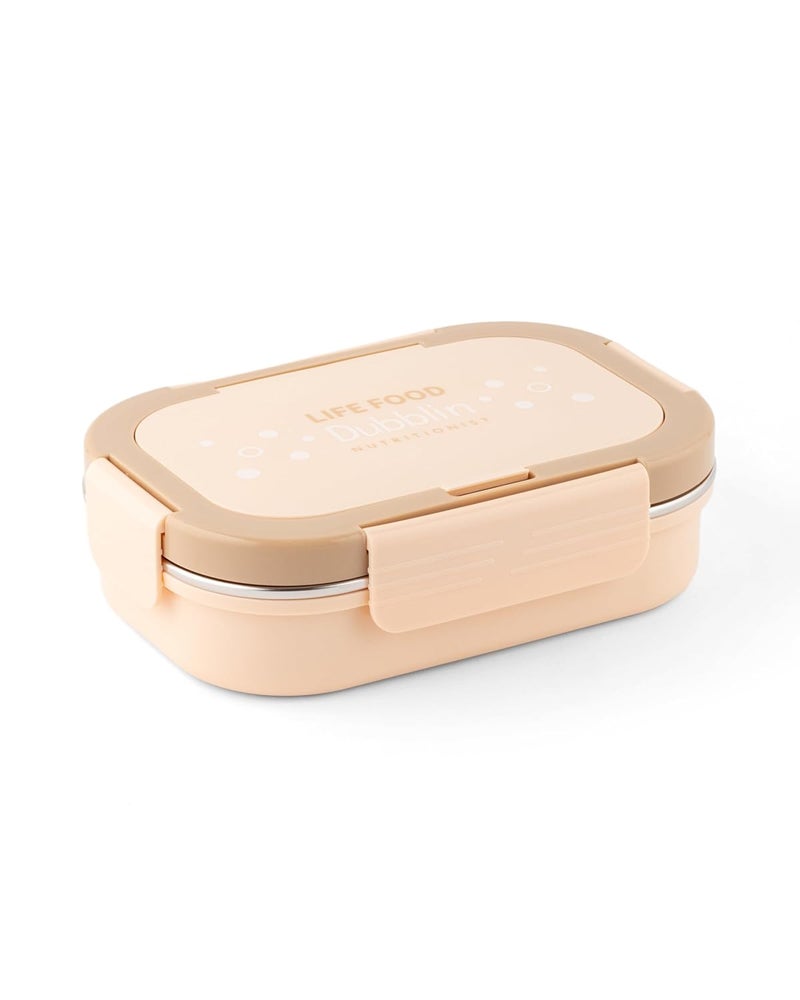 DUBBLIN Bento Three Compartment Lunch Box | BPA-Free Insulated Body | Four-Side Lock | Durable & Compact| Spoon & Sabzi Container Inside, 750ml, Brown - Image 1