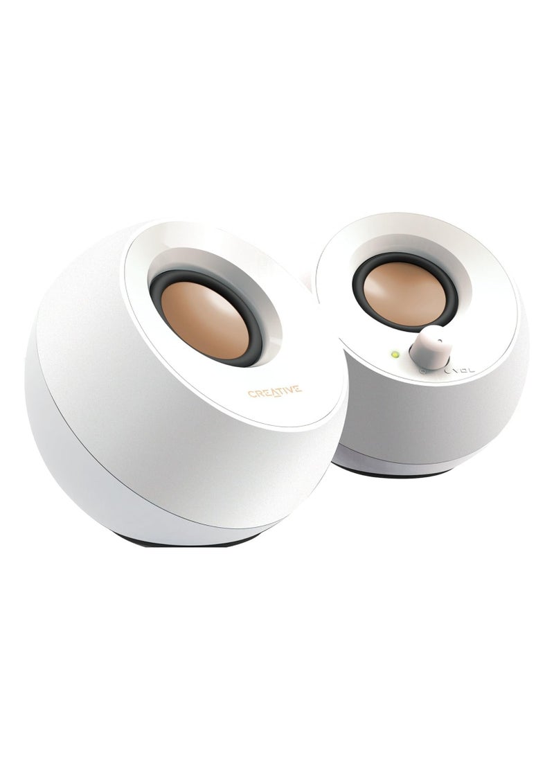 Creative Creative Pebble 2.0 USB-Powered Desktop Speakers with Far-Field Drivers and Passive Radiators for PCs and Laptops (White)  - Image 1