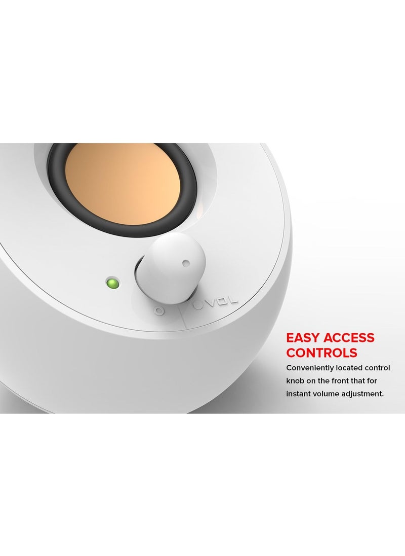 Creative Creative Pebble 2.0 USB-Powered Desktop Speakers with Far-Field Drivers and Passive Radiators for PCs and Laptops (White)  - Image 2