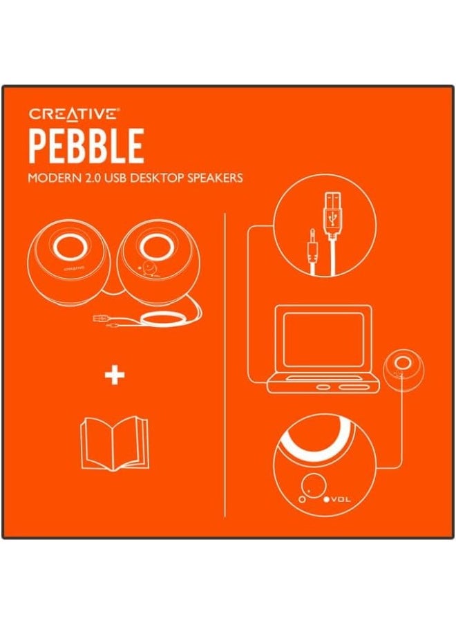Creative - Creative Pebble 2.0 USB-Powered Desktop Speakers with Far-Field Drivers and Passive Radiators for PCs and Laptops (White) - Image 1
