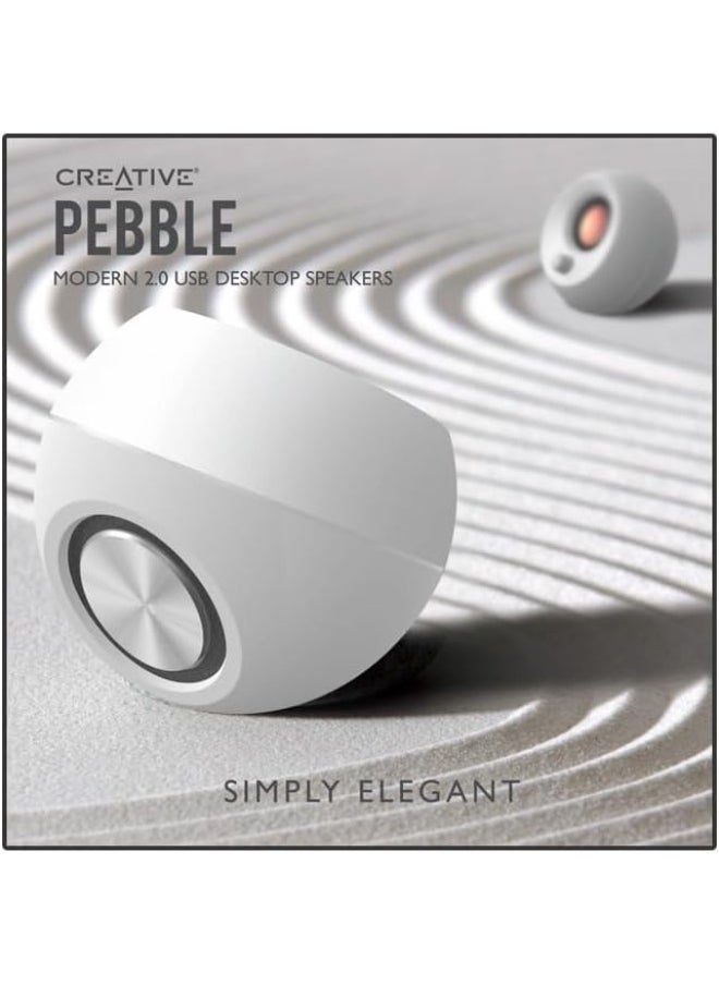 Creative - Creative Pebble 2.0 USB-Powered Desktop Speakers with Far-Field Drivers and Passive Radiators for PCs and Laptops (White) - Image 1