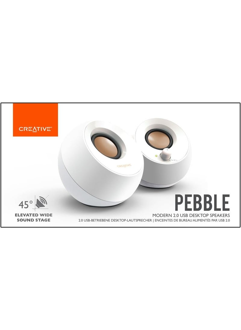 Creative Creative Pebble 2.0 USB-Powered Desktop Speakers with Far-Field Drivers and Passive Radiators for PCs and Laptops (White)  - Image 5