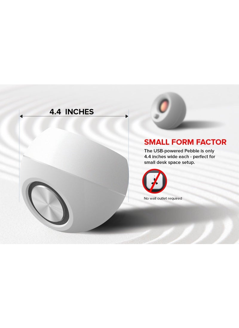Creative Creative Pebble 2.0 USB-Powered Desktop Speakers with Far-Field Drivers and Passive Radiators for PCs and Laptops (White)  - Image 3
