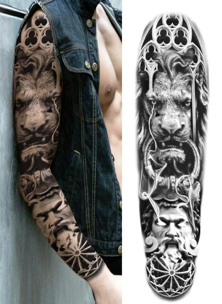 تاتو مؤقت قبيلة الماوري للرجال والنساء البالغين - ملصق تاتو حيوانات أسود - زينة كاملة للذراع - أكمام تاتو