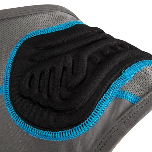 CHAMPRO Boys Bull Rush Football Padded Compression Shirt, Charcoal with Optic Blue Trim, Large - Image 3