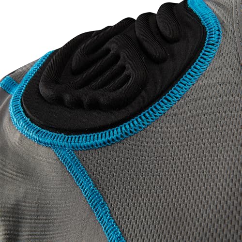 CHAMPRO Boys Bull Rush Football Padded Compression Shirt, Charcoal with Optic Blue Trim, Large - Image 4