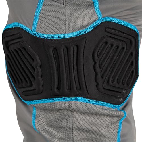 CHAMPRO Boys Bull Rush Football Padded Compression Shirt, Charcoal with Optic Blue Trim, Large - Image 5
