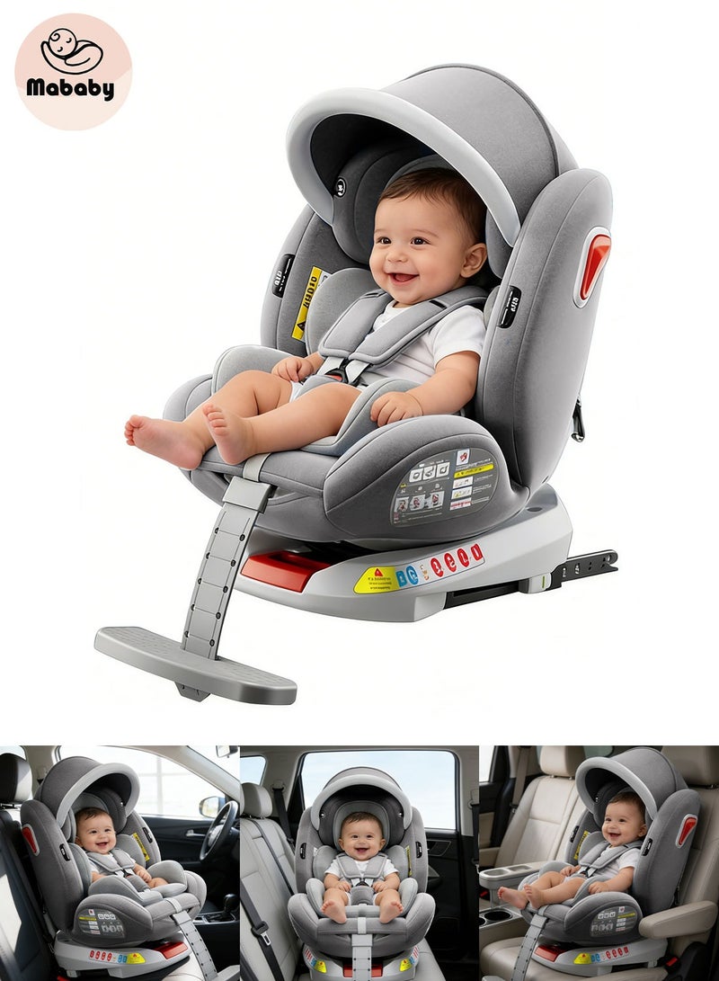 ما بيبي متعددة الوظائف مقعد عربة طفل 360 درجة الروتاري مقعد السلامة ، ومناسبة للأطفال من 0 أشهر إلى 12 سنة ، مع مسند القدمين - Image 1