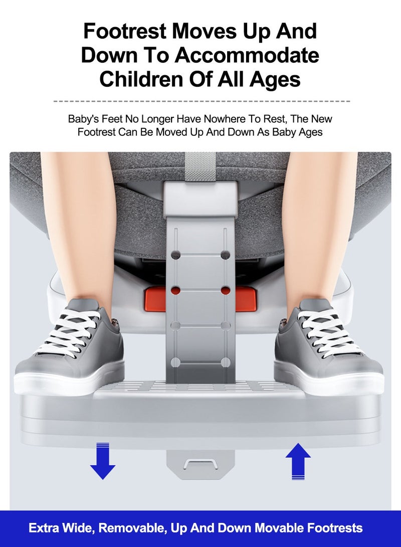 ما بيبي متعددة الوظائف مقعد عربة طفل 360 درجة الروتاري مقعد السلامة ، ومناسبة للأطفال من 0 أشهر إلى 12 سنة ، مع مسند القدمين - Image 4