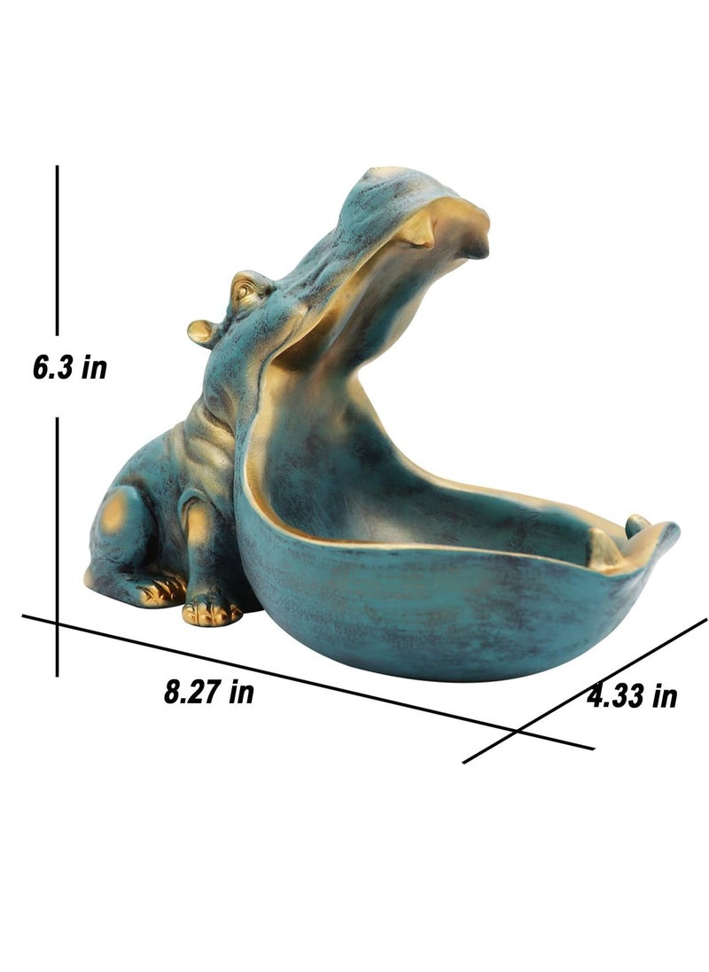 Generic - Hippo Statue Home Resin Hippopotamus Figurine Fun Candy Dish, Key Bowl, Sculpture Aesthetic Decor, Home Decor, Big Mouth Sculpture Table Art Decoration Sundries Container Storage Box (Dark Blue) - Image 1