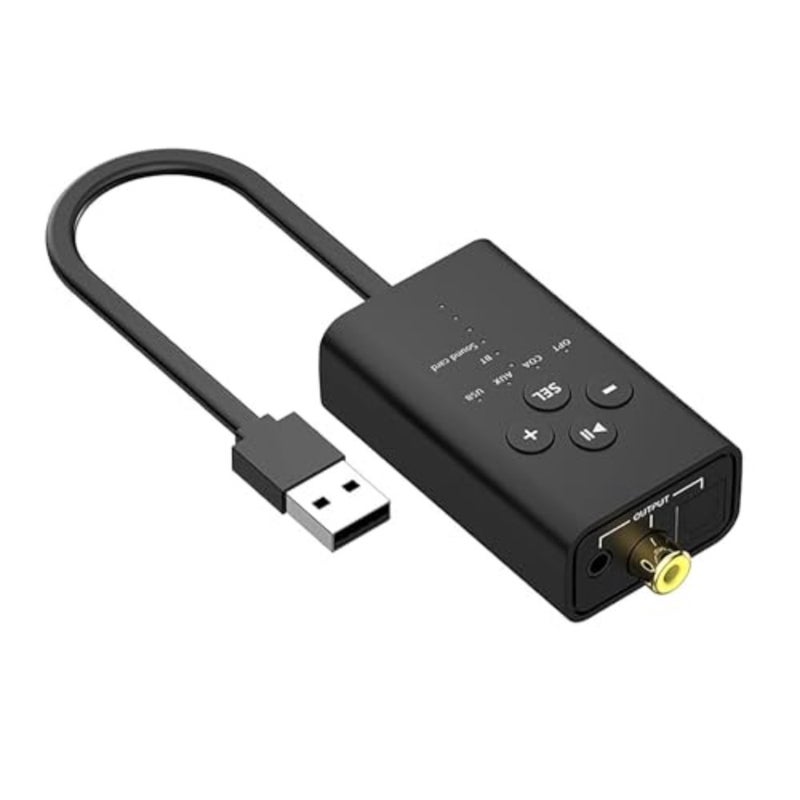 محول صوت رقمي، جهاز إرسال بلوتوث 5.2 للتلفزيون، محول صوت لاسلكي متعدد الواجهات APT X، لسماعتي رأس AUX/RCA/مدخل صوت بصري/محوري، التوصيل والتشغيل - Image 1