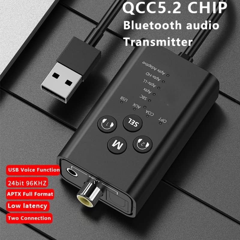محول صوت رقمي، جهاز إرسال بلوتوث 5.2 للتلفزيون، محول صوت لاسلكي متعدد الواجهات APT X، لسماعتي رأس AUX/RCA/مدخل صوت بصري/محوري، التوصيل والتشغيل - Image 4