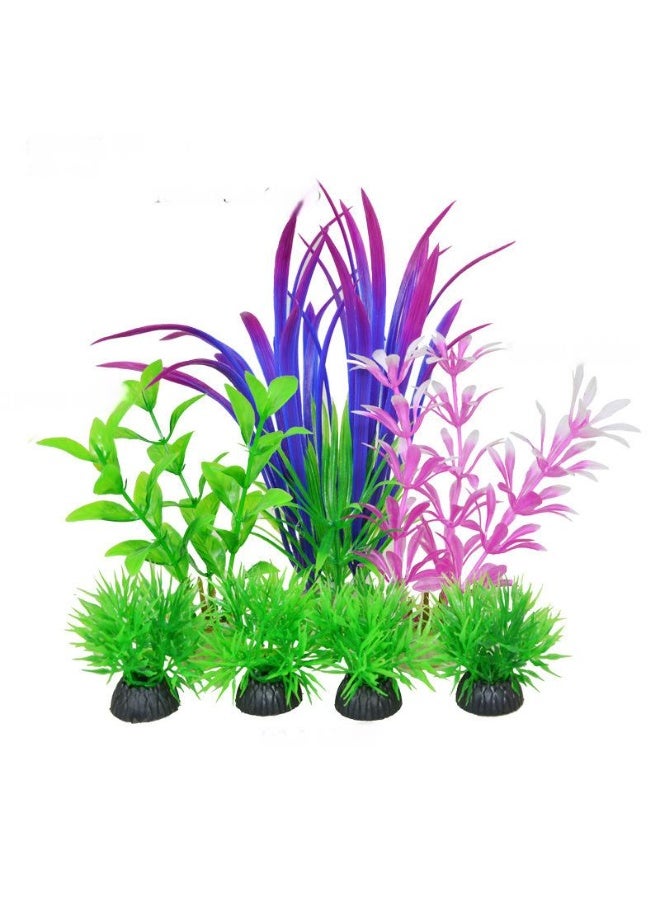 Artificial Aquarium Plants Decor, Fish Tank Artificial Plastic Plants, Emulational Plants for Home Office Fish Tank Aquarium Decorations Combo Set 2