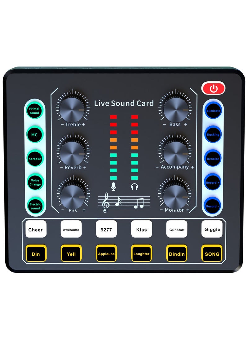 F9 Gaming Audio Mixer, Sound Card for Streaming, Streaming RGB PC Mixer with XLR Microphone Interface, Volume Fader, 48V Phantom Power, for Podcast/Recording/Game Voice/Youtube/TikTok/Vocal - Image 1