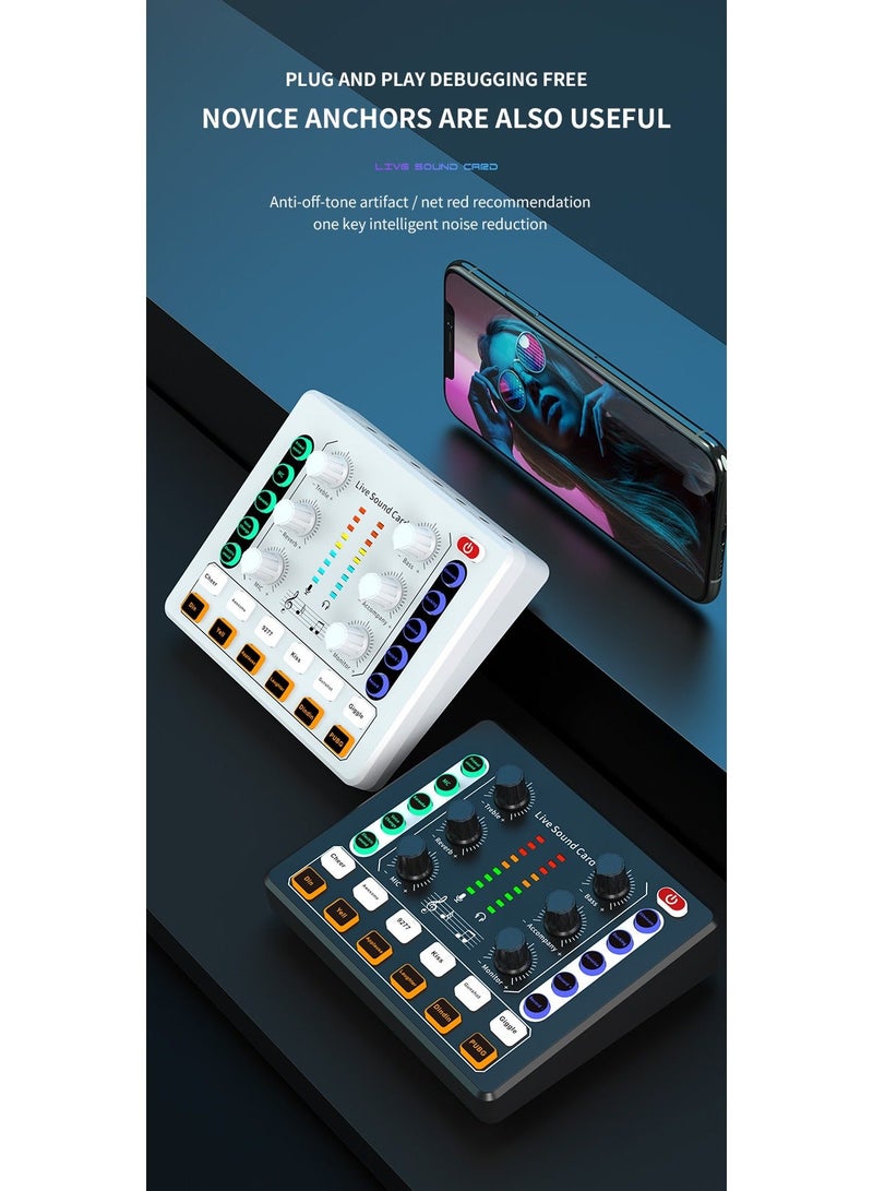 F9 Gaming Audio Mixer, Sound Card for Streaming, Streaming RGB PC Mixer with XLR Microphone Interface, Volume Fader, 48V Phantom Power, for Podcast/Recording/Game Voice/Youtube/TikTok/Vocal - Image 2